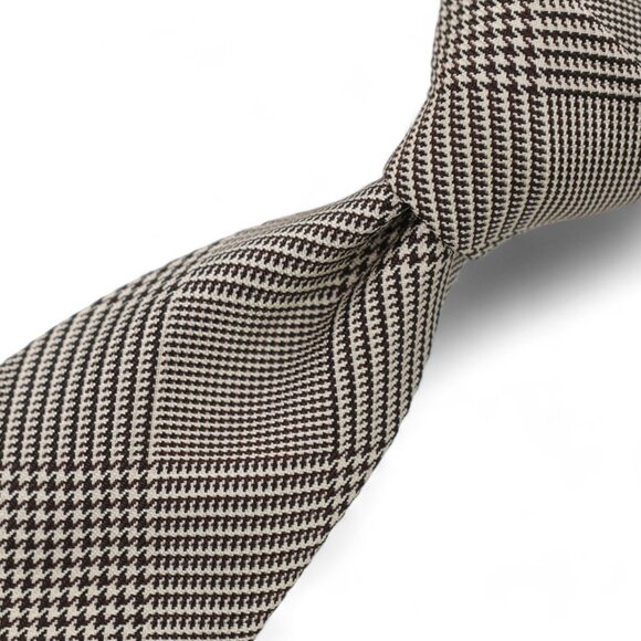 Polo Ralph Lauren Silk Neck Tie Taupe & Brown Houndstooth Handmade In Italy - Picture 10 of 10